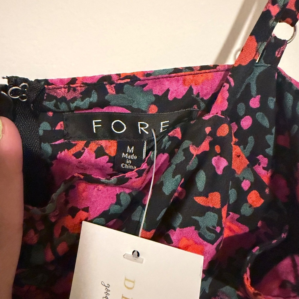 FORE Dress & Dwell In A Hurry Floral Maxi Dress Pink Orange Cutout Medium NEW - Picture 7 of 7